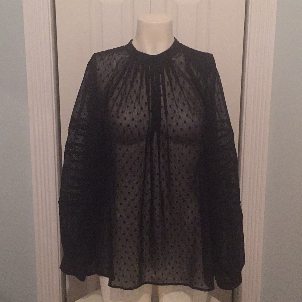 Ann Taylor Beautiful blouse in dotted black